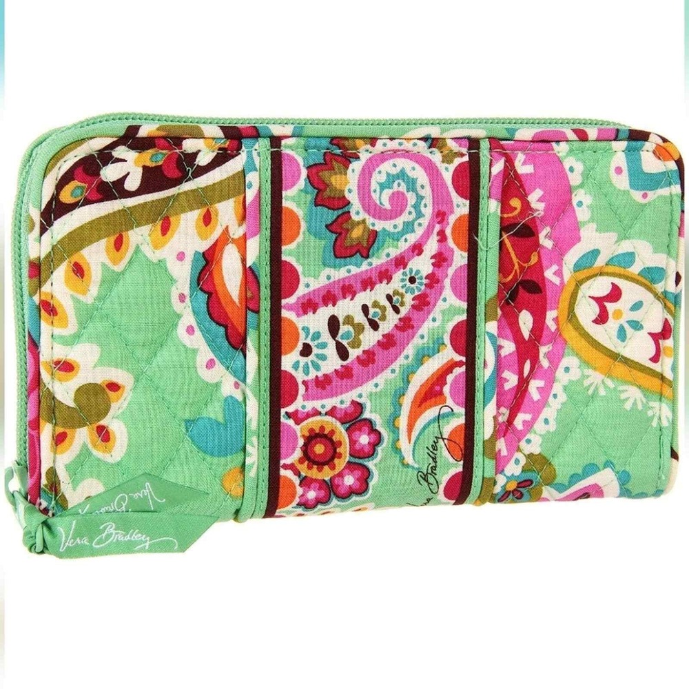 Vera Bradley Green and pink Accordion Wallet Tutti Frutti - Picture 1 of 9